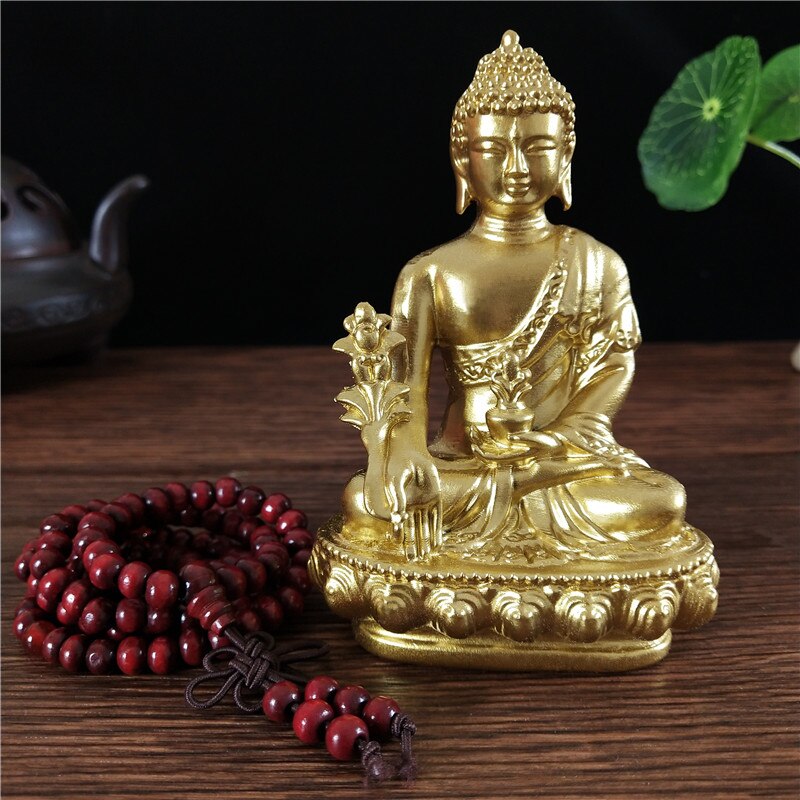 Goldn – Statue de bouddha médecine, avec collier, ornement en résine Feng Shui, Sculpture de bouddha porte-bonheur, décoration de jardin, maison, bureau,