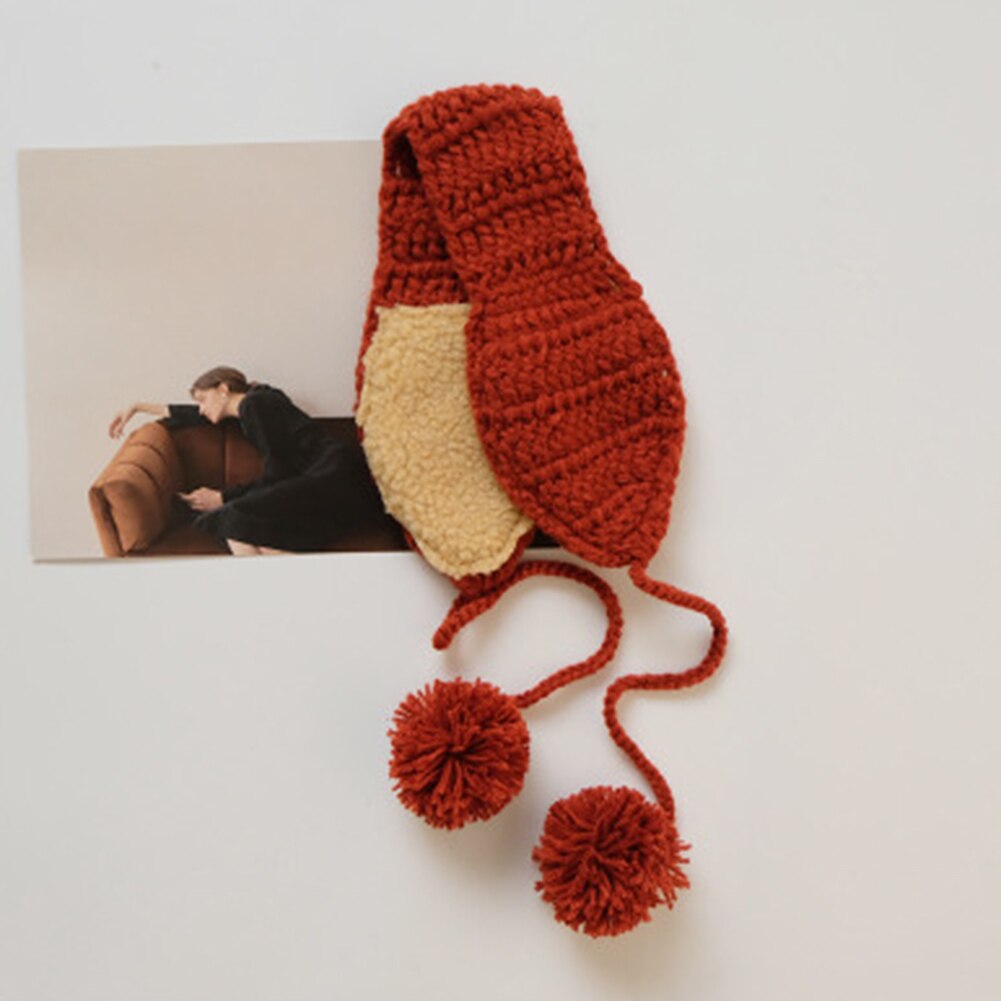 tricot laine cache-oreilles Crochet cache-oreilles hiver automne en peluche cache-oreilles pour les femmes: Wine