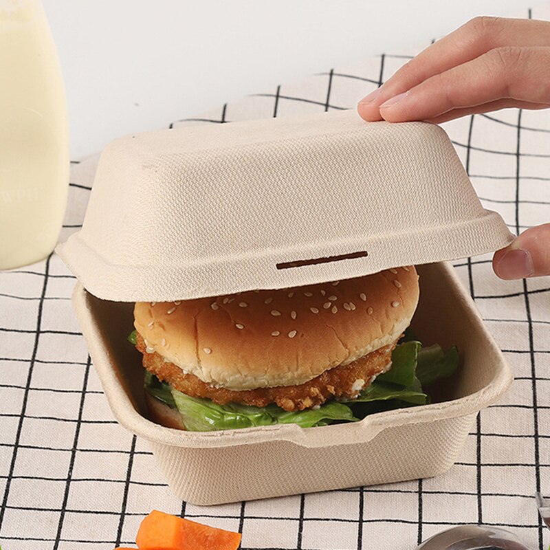 20/50Pcs Disposable Food Containers for Restaurants Microwavable Biodegradable Natural Bagasse Take Away Food Box Packaging