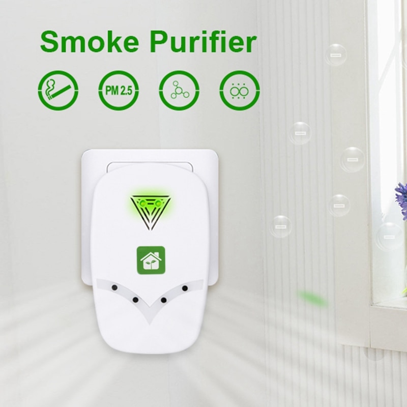 Purificador de aire enchufable generador de iones negativos Mini purificador de humo para el espacio pequeño, ambientador elimina el olor