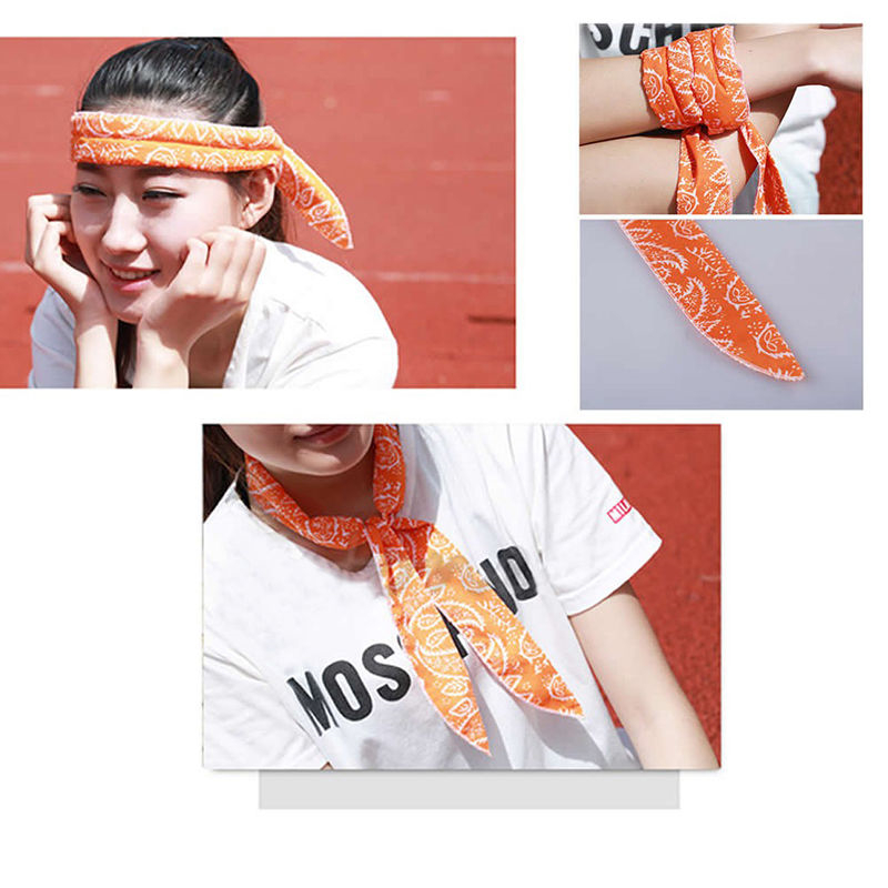 Enfriador de cuello de verano, bufanda para el cuerpo, envoltura refrescante, corbata, diadema deportiva, recién en oferta, bufanda Vogue estampada de Color sólido para jóvenes: Naranja