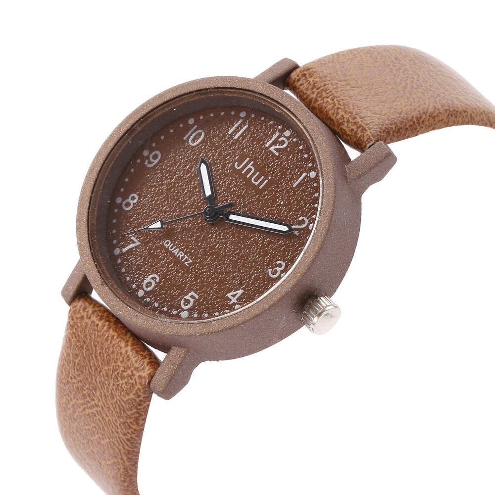 Dameshorloges minimalisme armbandhorloge vrouw relogio leer strass analoog quartzhorloge damesklok montre femme: Bruin