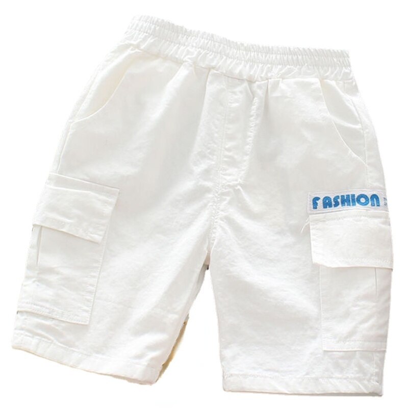 Baby pants Leisure Boy shorts Summer clothes Casual Uniforms Pants Cotton Jogging Sports Kids Overalls Shorts: WHITE / 110(4T)