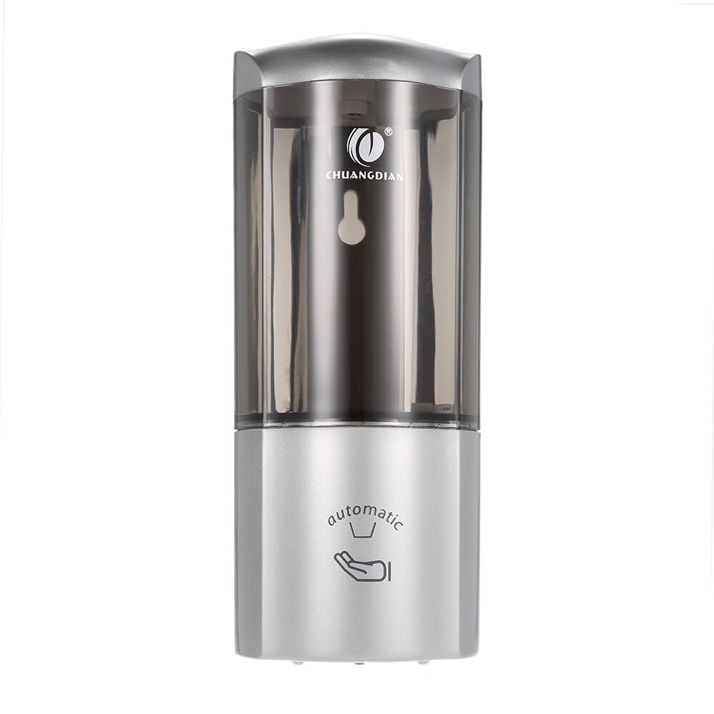CHUANGDIAN 500ml Wall-mounted Single Bottle Automatic Soap Dispenser with IR Sensor Shampoo Box Non-touch Soap Dispenser: Silver