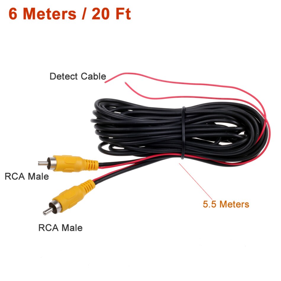 RCA-vista trasera de marcha atrás de coche, cámara de aparcamiento, Cable de extensión de vídeo con Cable de gatillo de 5, 10, 15 y 20 metros, macho y hembra