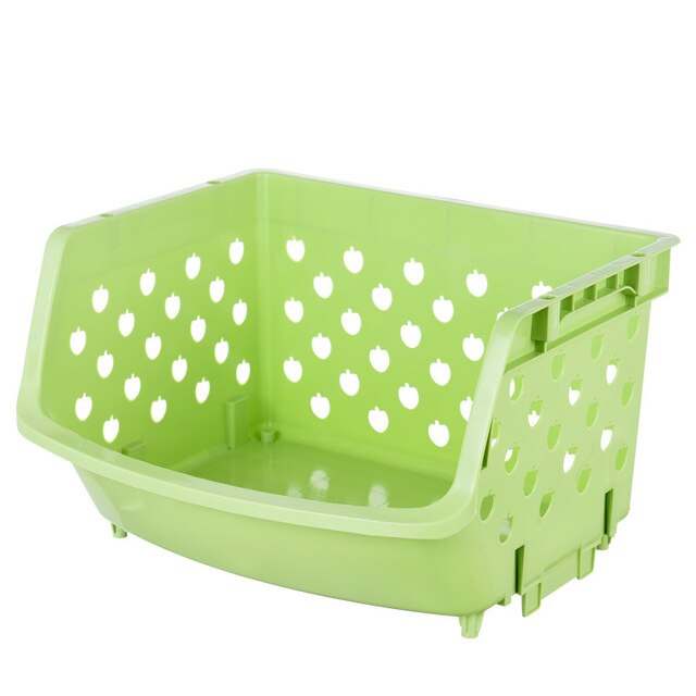 1Pcs Plastic Can Be Stacked Storage Basket Fruit And Vegetables Holders Rack Store Many Debris Kitchen Tools FY0047