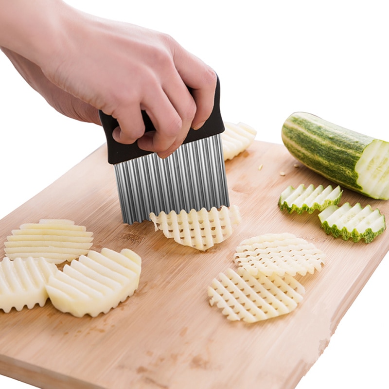 Stainless steel Potato Chip Dough Crinkle Wavy Cutter knife Vegetable slicer potato fries cutting machine kitchen accessories