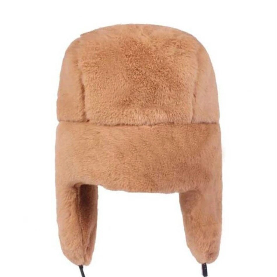 Futrzane czapki damskie czapki zimowe czapki rosyjskie damskie grubsze ciepłe solidne miękkie wiatroszczelne uszy kapelusz zakrywający uszy: wielbłąd