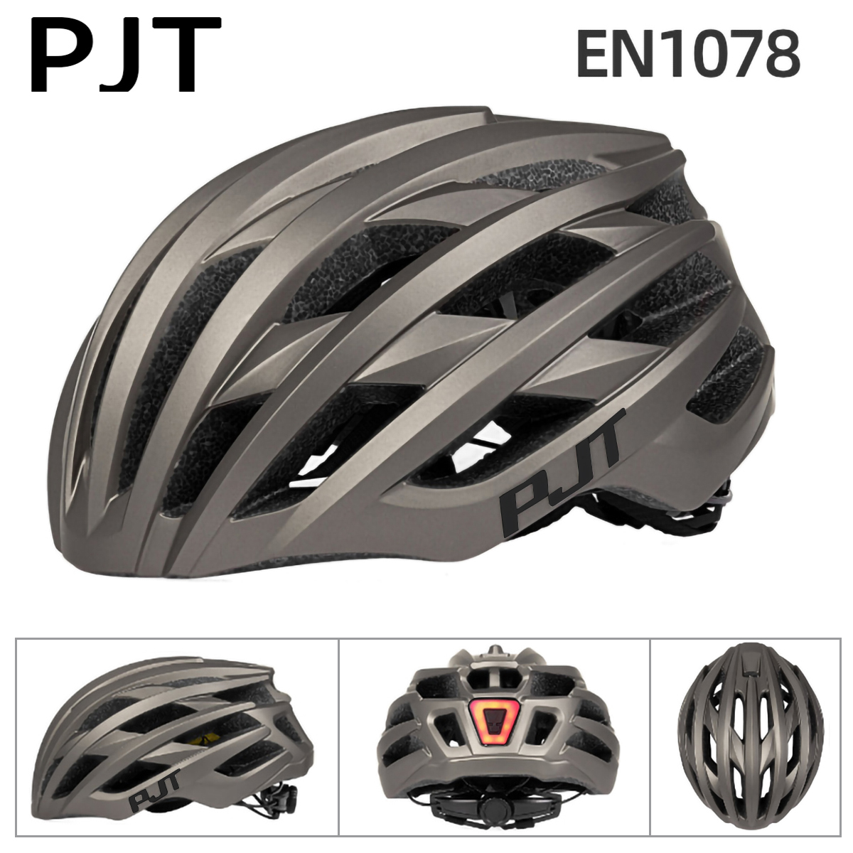 PJT Bicycle Helmet Men's Ultralight Taillight LED MTB Road Bike Helmet Cycling Motorcycle Electric Scooter Safty Cycling Helmet: black
