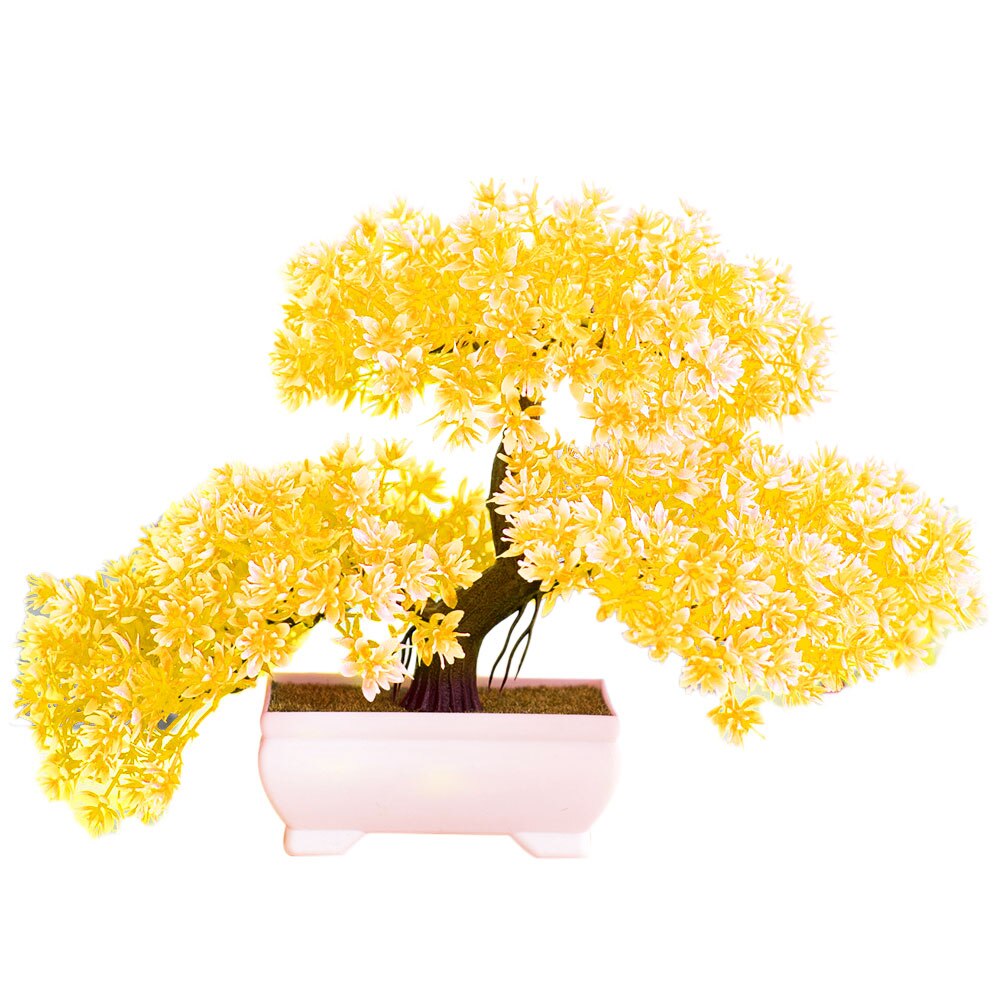 Artificial Bonsai with Pot Artificial Tree Plant Potted Plants Bonsai for Room Decoration DIY Desktop Ornement Home Deco: Yellow