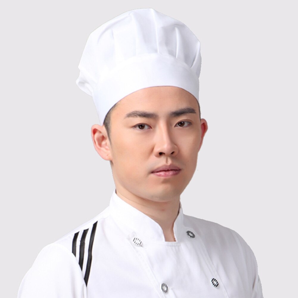 Unisex Adult Elastic White Chef Hat Baker BBQ Kitchen Cooking Hat Costume Cap Pastry anti-lampblack chef cap breathable cotton