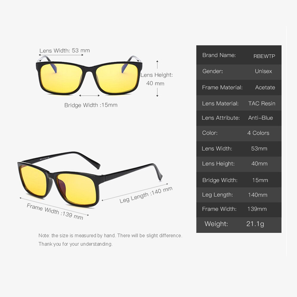 Rbewtp merk blauwlicht blokkerende bril led leesbril stralingsbestendige bril computer gaming bril montuur brillen