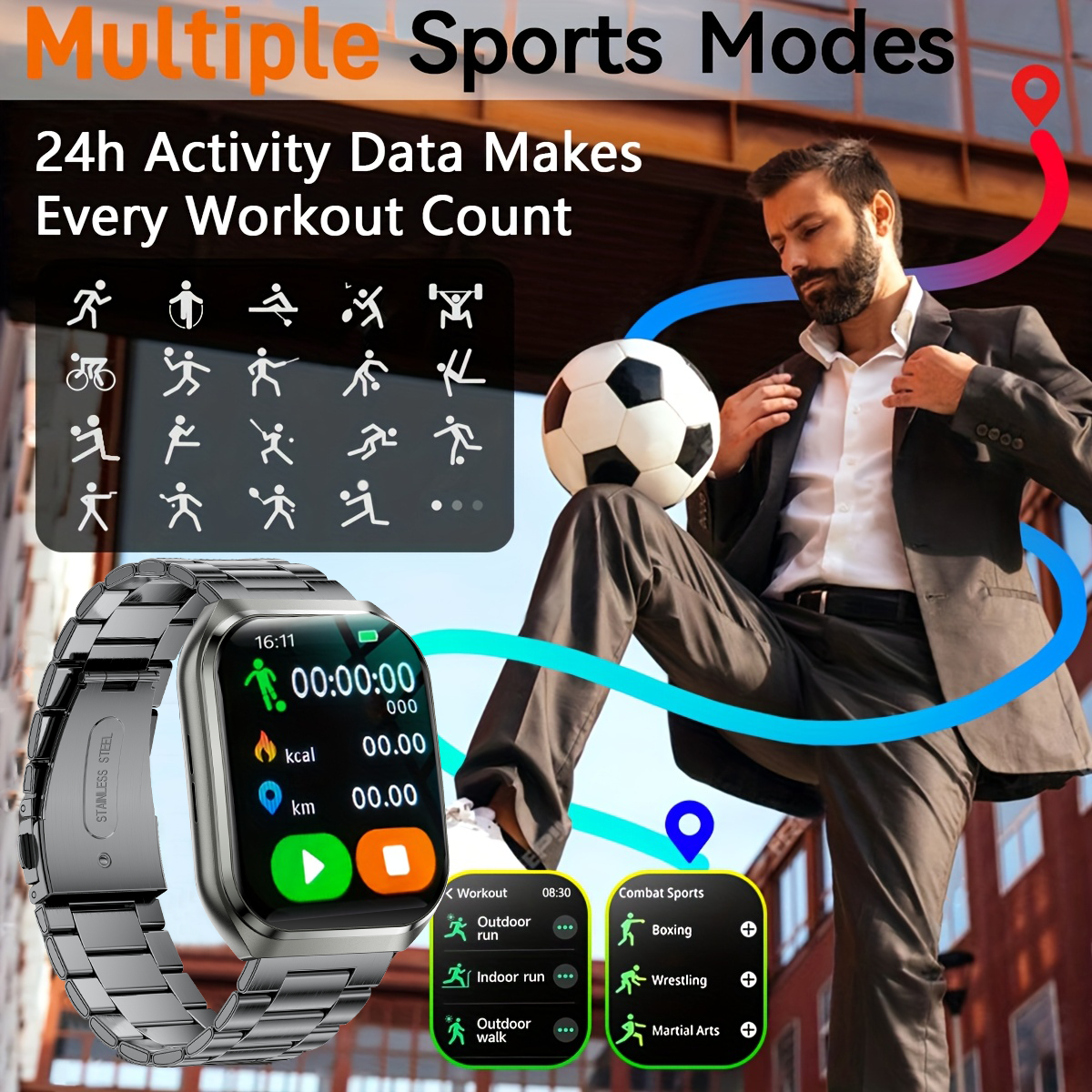 Nuovo Smart Watch Uomo 1000mAh Standby lungo Smartwatch esterno Uomo IP68 Impermeabile Frequenza cardiaca Sport BT Chiamata Batteria grande Orologio intelligente