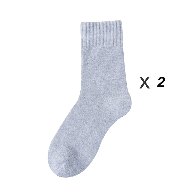 1/2 Pairs Winter Super Thermosocks Thicker Men Socks Harajuku Style Cold Protection Anti-frostbite Snow Outdoor Warm Size39-45: 2 pairs Grey