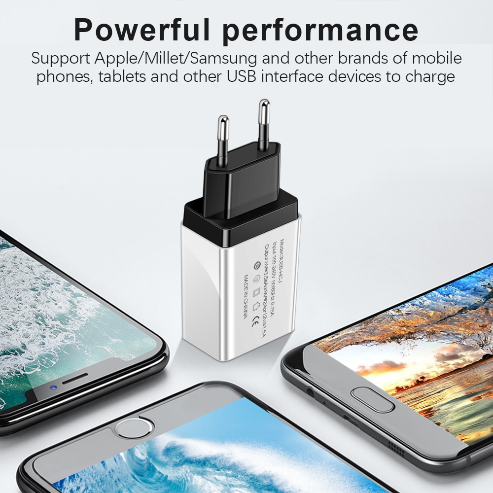 3 Ports USB Charger Fast Charging Wall Mobile Phone Charger For iphone Samsung S10 S9 Plus Xiaomi Huawei P20 USB Power Adapter