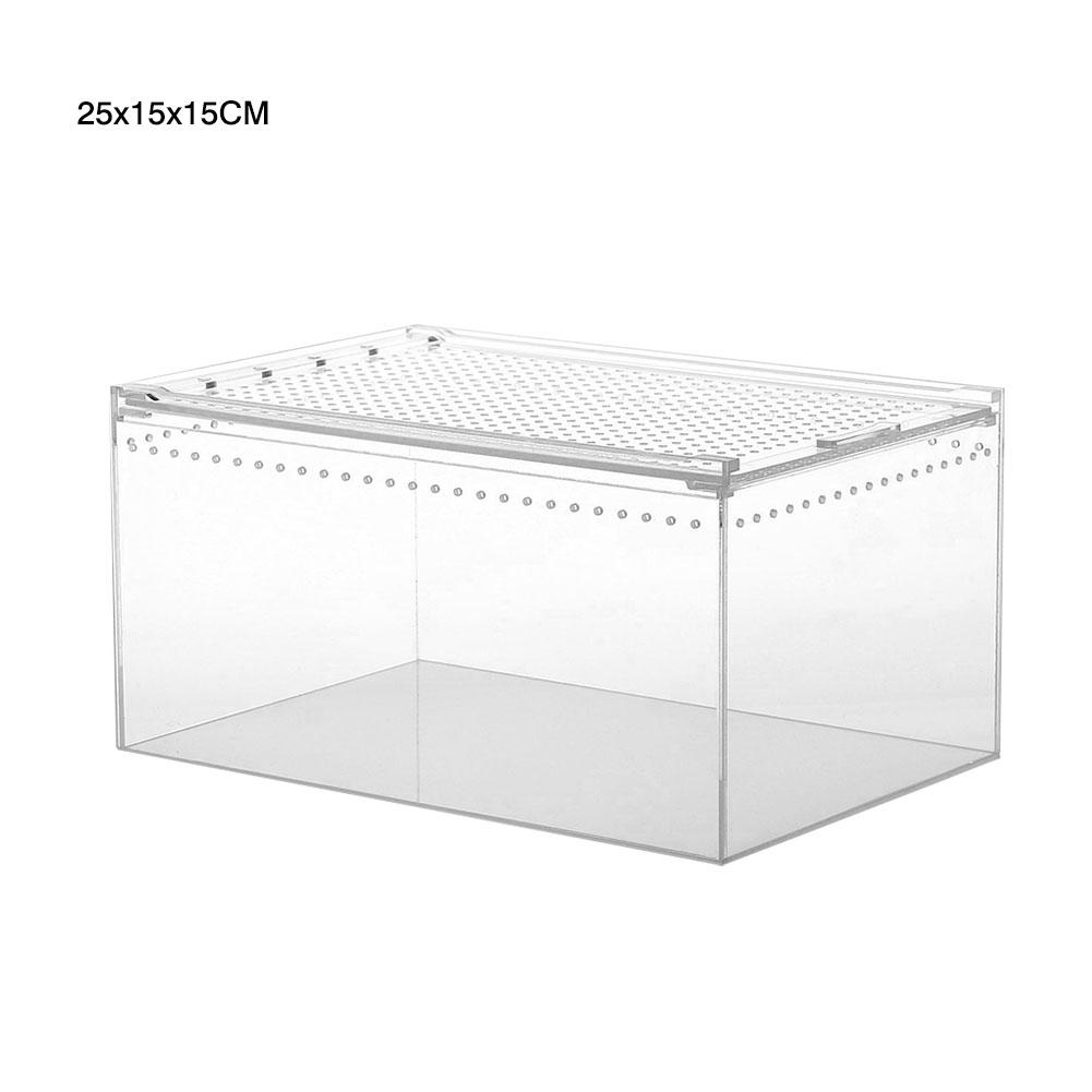 tanque para reptiles insectos arañas tortuga lagarto acrílico transparente caja de cría Vivarium tapa reptil mascota producto terrario: 25x15x15CM