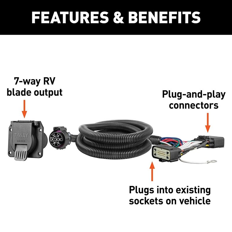 7-Pin Trailer Wiring Harness 56431 Vehicle-Side Custom RV Blade Trailer Wiring Harness for Ford Ranger