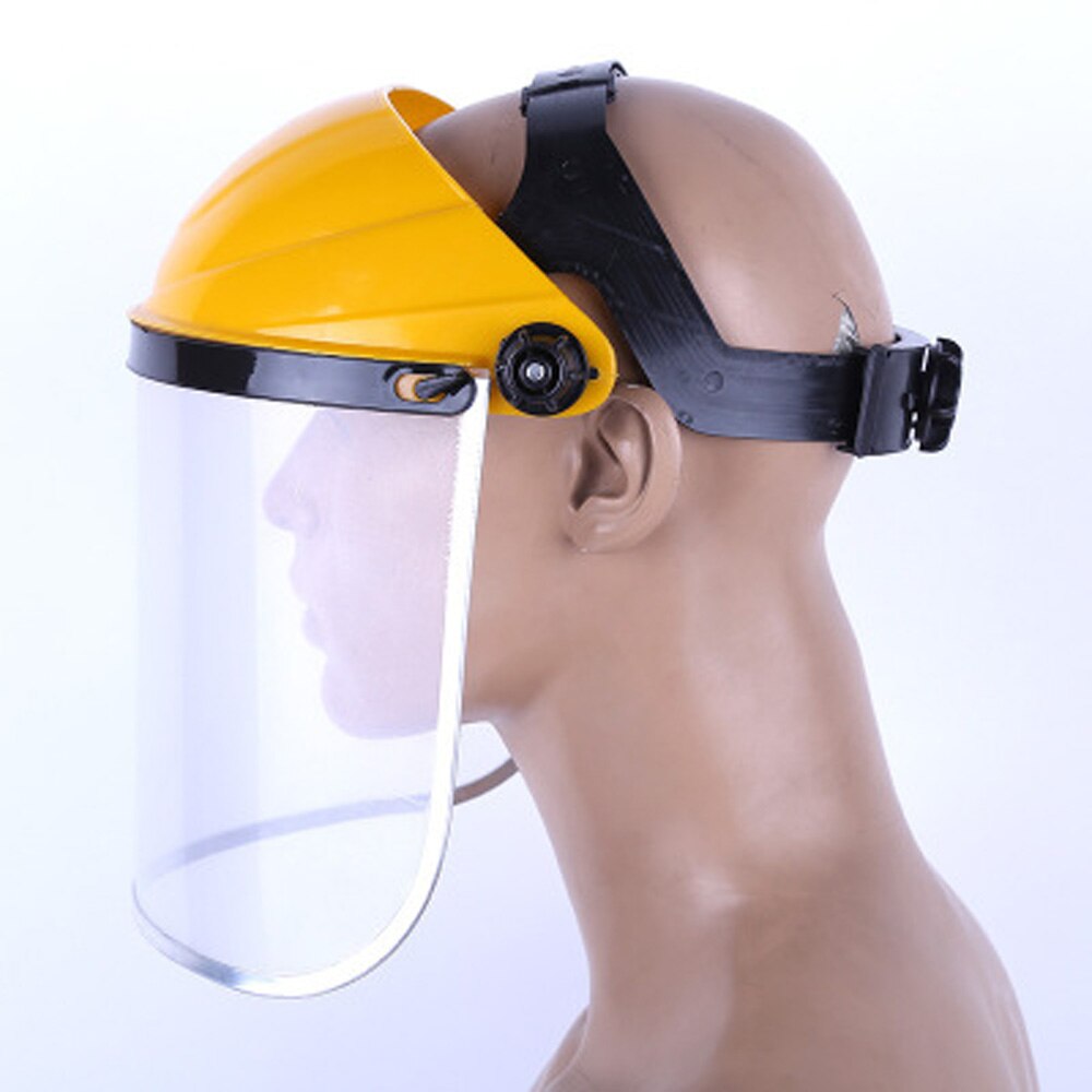 Doorzichtige veiligheidsbeschermkap op het hoofd gemonteerd gezichtsscherm oogbescherming slijpen spatwaterdicht speekselbestendig pvc gezichtsbescherming helm