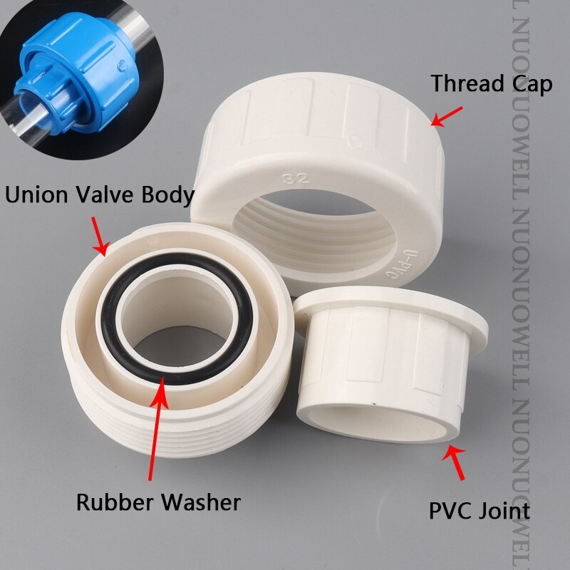 2Pcs PVC Rohr Stecker 20 25 32 40mm Union Anschlüsse Aquarium Tank Wasser Rohr Gleich Armaturen Bewässerung Garten wasser Anschluss