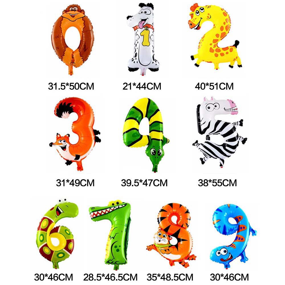 1Pcs 16 Inch Animal Number Foil Inflatable Balloons Kids Party Wedding Happy Birthday Decoration Air Balloon Children's