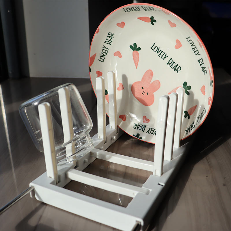 Adjustable Drain Cutlery Storage Container Plastic 304 Stainless Steel Kitchen Dish Drying Plates Organizer Dinnerware