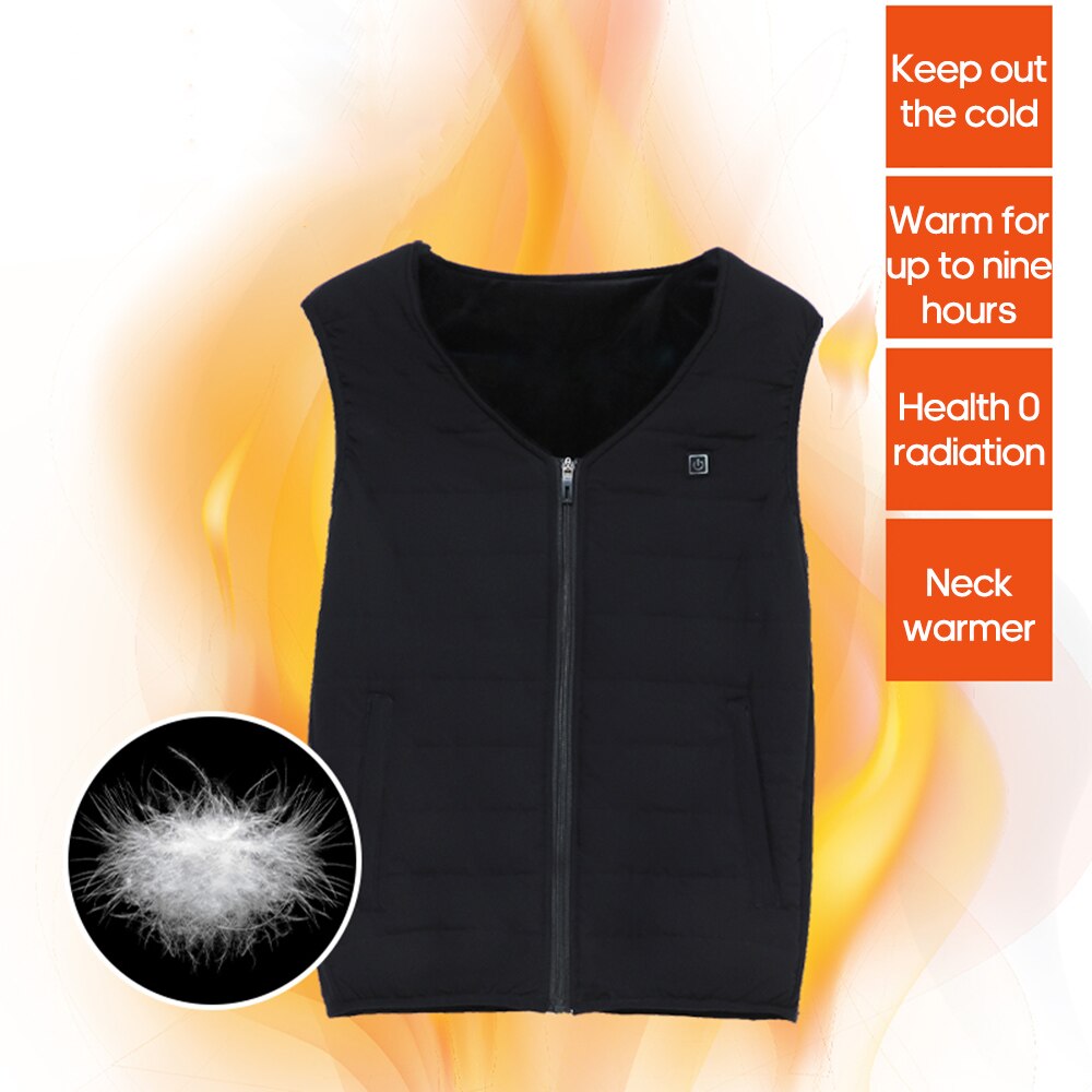Varmevest usb opladning varmevest intelligent elvarmevest varme tøj dyk sort silketråd: L