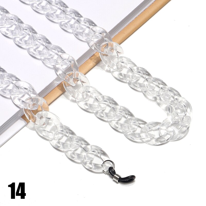 Mode Acryl Candy Kleur Zonnebril Kettingen Glazen Ketting Bandjes Ketting Chunky Lanyards Unisex Hals Brillen Strap: 14