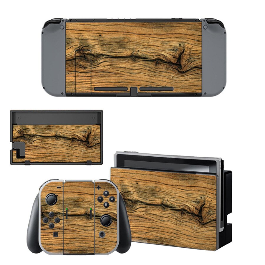 Struttura di legno di Stile Decalcomania Del Vinile Autoadesivo Della Pelle Per Nintend Interruttore NS NX Console & Joy-con Accessori del Gioco 15 stili