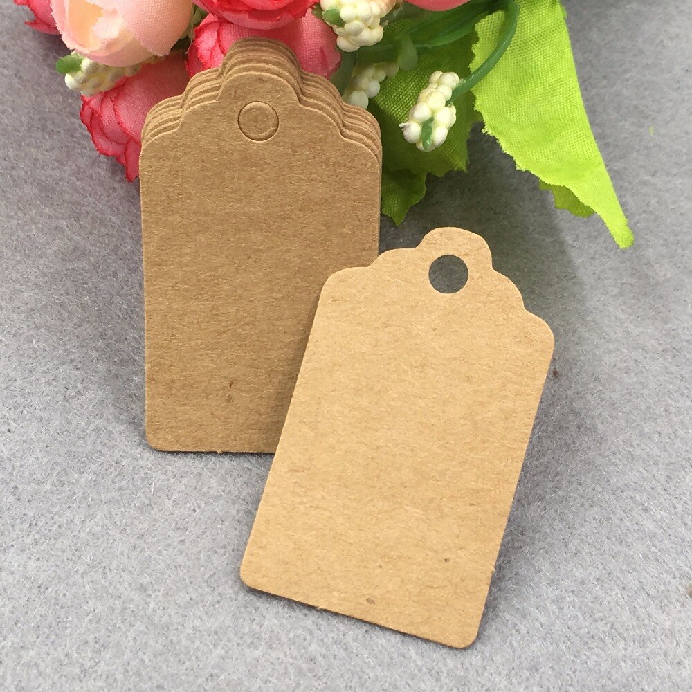 200 stks 5x3 cm schulp papier tags Label Bagage Bruiloft Note Blank prijs Hang tag + 200 stks strings