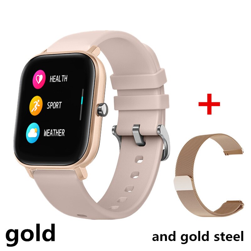 AMYNIKEER smart bracelet P8 smart watch heart rate monitoring bracelet fitness bracelet sleep blood pressure blood oxygen PK B58: goldandgoldsteel