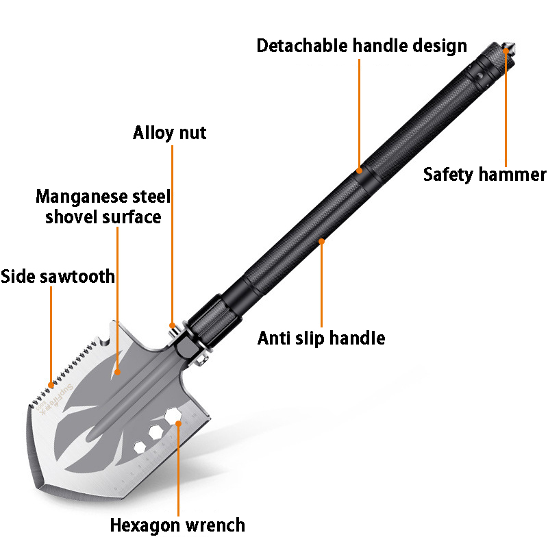 Multifunktionale Schaufel Camping Überleben Schaufeln Auto Montiert Faltbare Spaten Outdoor Survival Spaten Garten Hand Werkzeuge