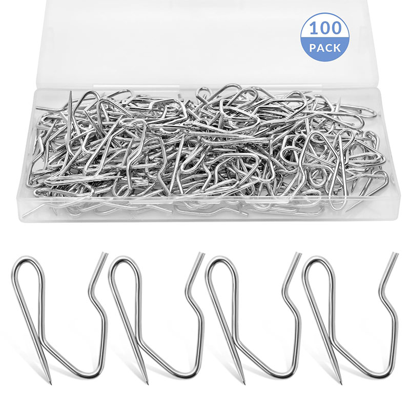 50/100 Uds. Ganchos de Metal para cortinas, pasadores de gancho plisado con caja transparente para cortina de ventana, cortina de puerta y cortina de ducha