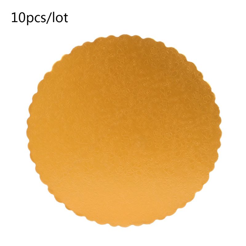 Round Tierd Cake Boards Combo Cardboard Disposable Layered Cake Pizza Gold 10Pcs