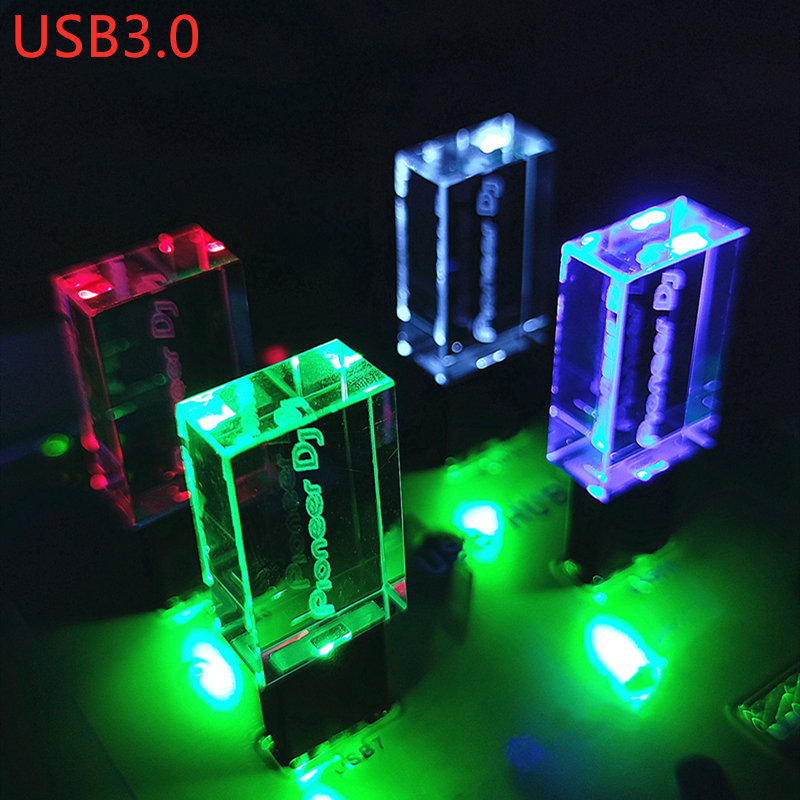 Brand Usb 3.0 High Speed Schrijven Lezen Kleurrijke Led Licht Dj Premium Led Pendrive Met Doos 16Gb 32gb 64Gb 128Gb