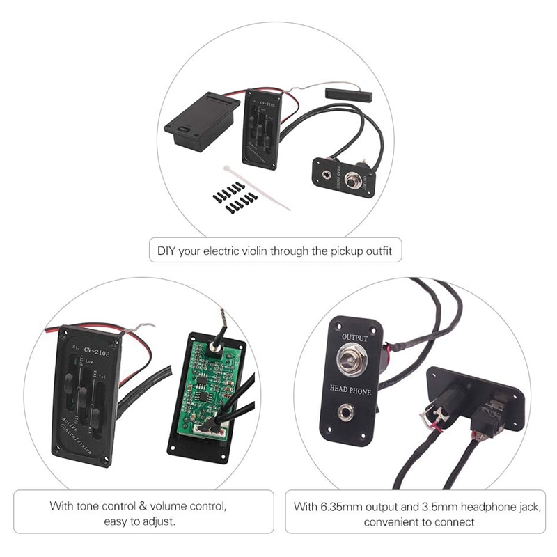 Elektrische Viool Pickup Piezo Voorversterker Accessoire Met Actieve Tone System Messing