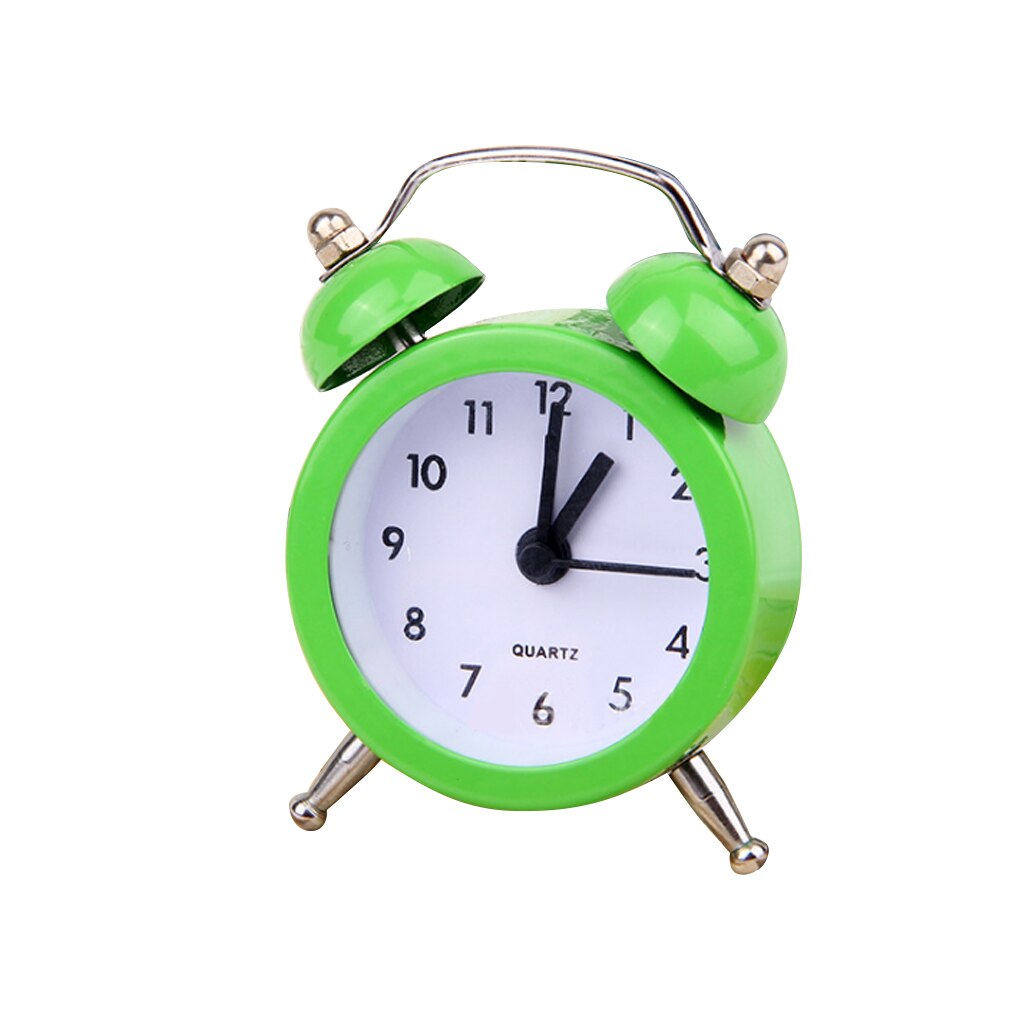 Mini Alarm Clock Electronic Round Number Double Bell Desk Table Digital Clock Round Alarm Retro Bedside Clocks: green