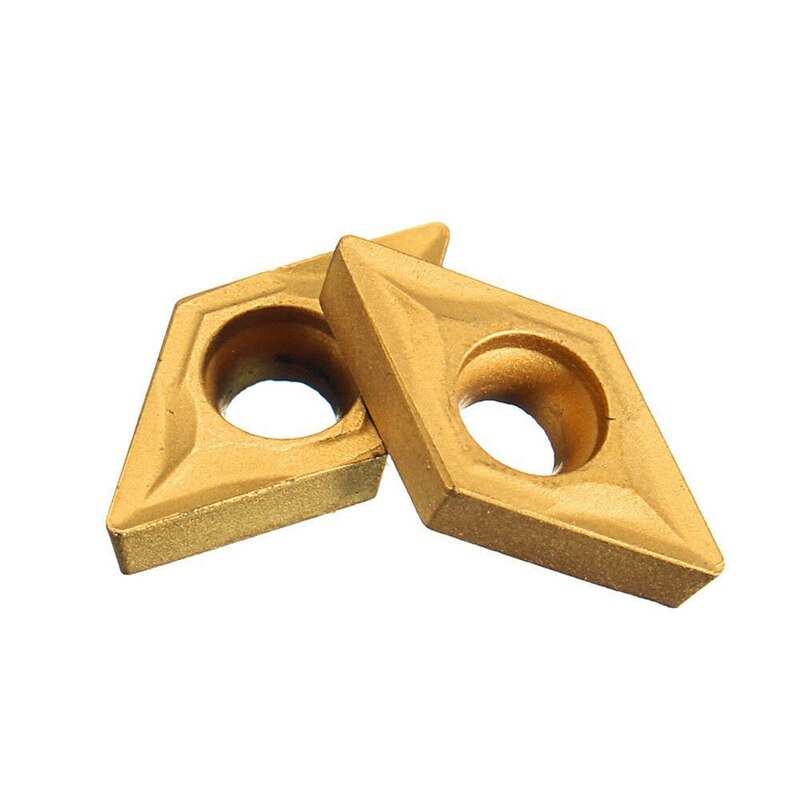 10Pcs DCMT070204 YBC251 Blades Gold Carbide Inserts CNC Lathe Cutter for Lathe Turning Tool Boring Bar