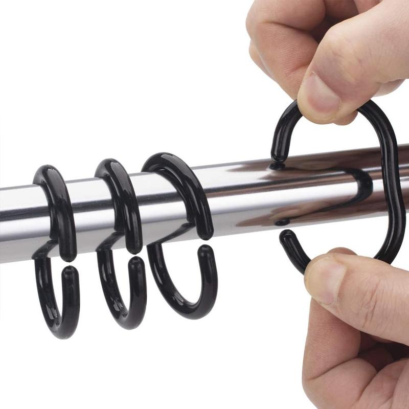 Neue Heiße Vorhang Pole Dusche Stange Haken Aufhänger Weiß Farbe Kunststoff Ring Schlecht Drapieren Schleife Verschluss Vorhänge Hause Verwenden Clips 12Stck