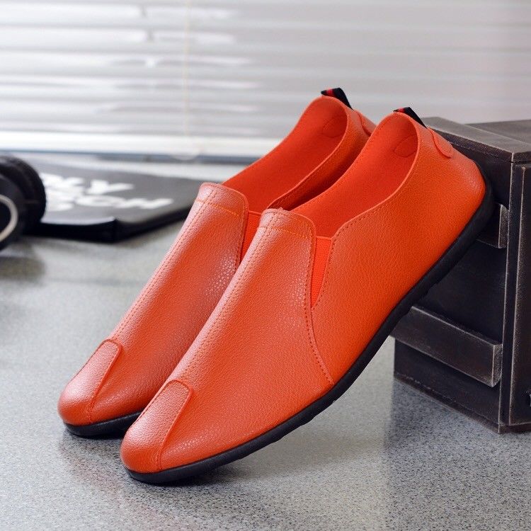 Nahkaiset miesten loaferit vapaa-ajan miesten loaferit pehmeää nahkaa miesten matalat vapaa-ajan kengät: Oranssi / 9.5