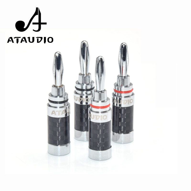 8 pièces ATAUDIO Hifi prise banane Fiber de carbone rhodié câble haut-parleur fiche banane