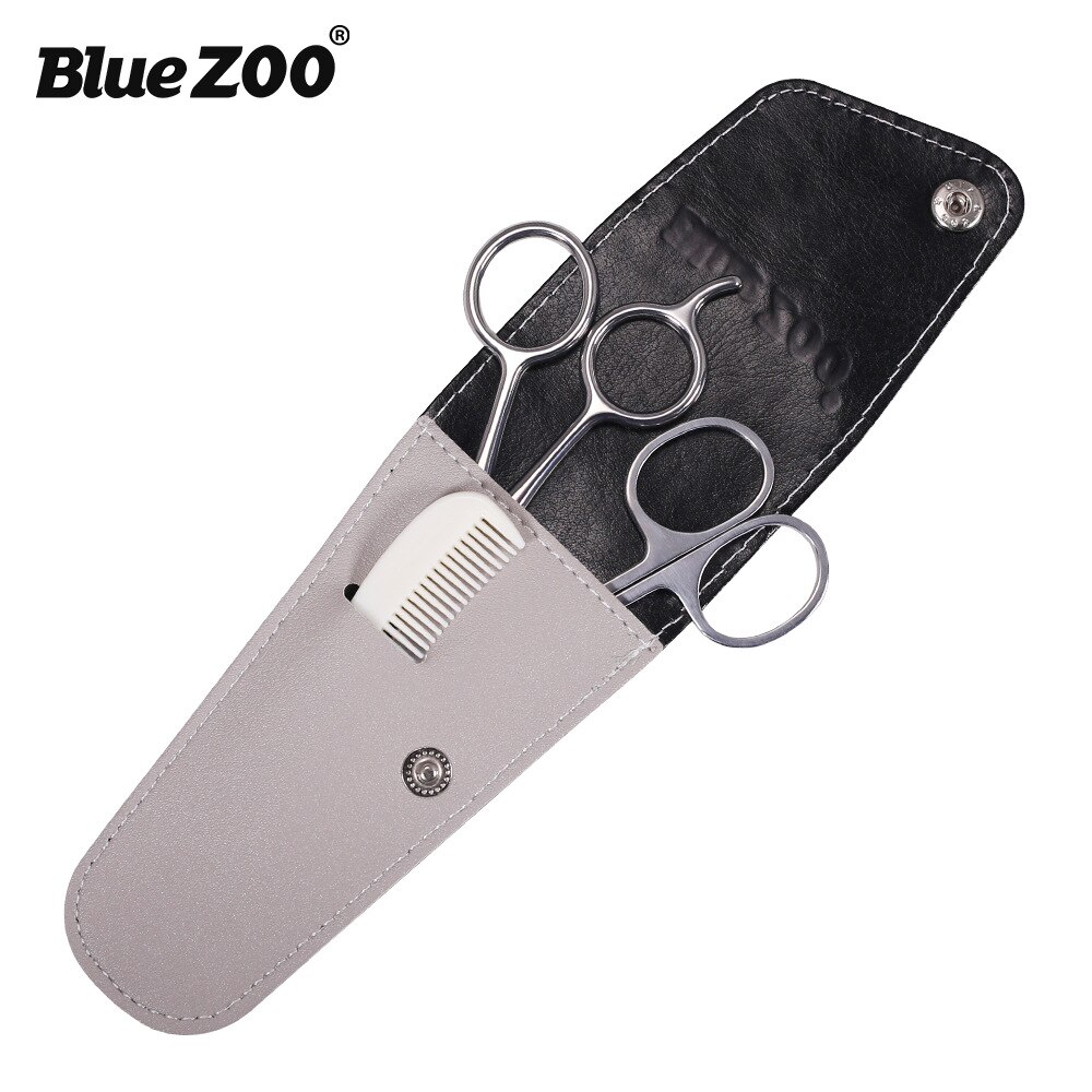 3 pieces of stainless steel safety scissors set, moustache comb nose haircut and beard scissors men's care hair scissors: Default Title