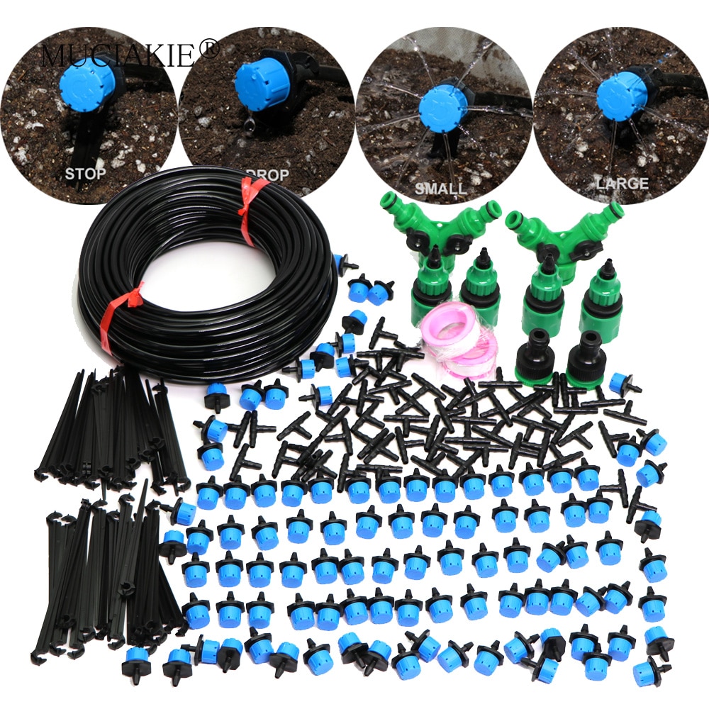 MUCIAKIE 5-50M Blue Adjustable Drip Irrigation Nozzle Watering System Stop to Large Water Garden Patio Micro Kits
