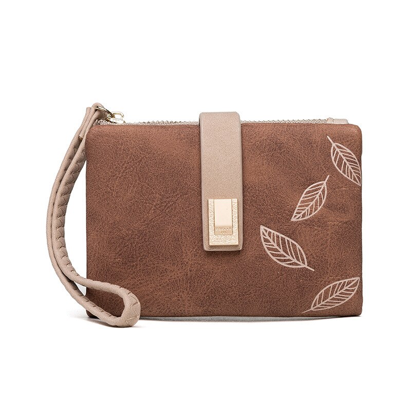 Matte Pu Leather Women Wallet Small Zipper Coin Purse Short Ladies Wallet Wristlet Women Purse Female Coin Pocket Card Holders: Brown