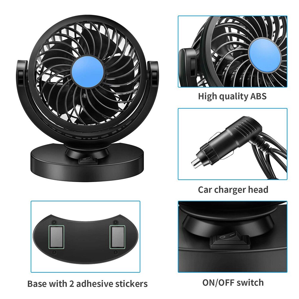 12v enkele ventilatoren auto-interieuraccessoires autokoeling swing dashboard ventilatieventilator zomerkoeling luchtcirculatieventilator
