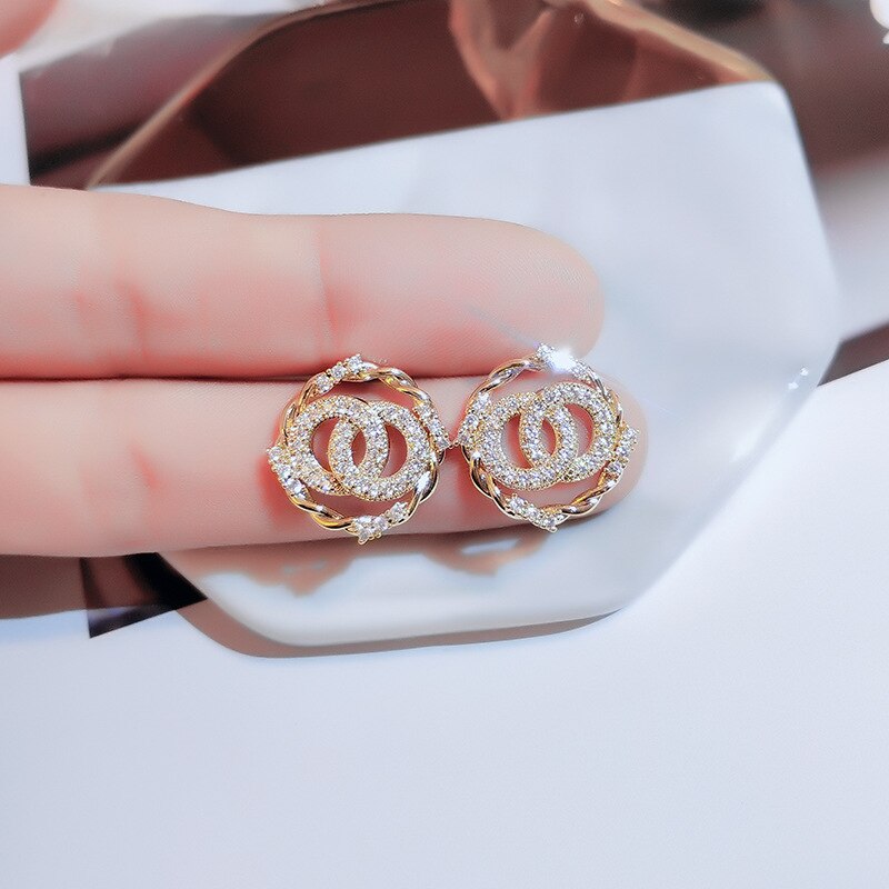 Rhinestone Geometrische Stud Oorbellen Voor Vrouwen Meisjes Bijoux Cirkel Earring Partij Sieraden Gold Trendy Oorbellen: 66247