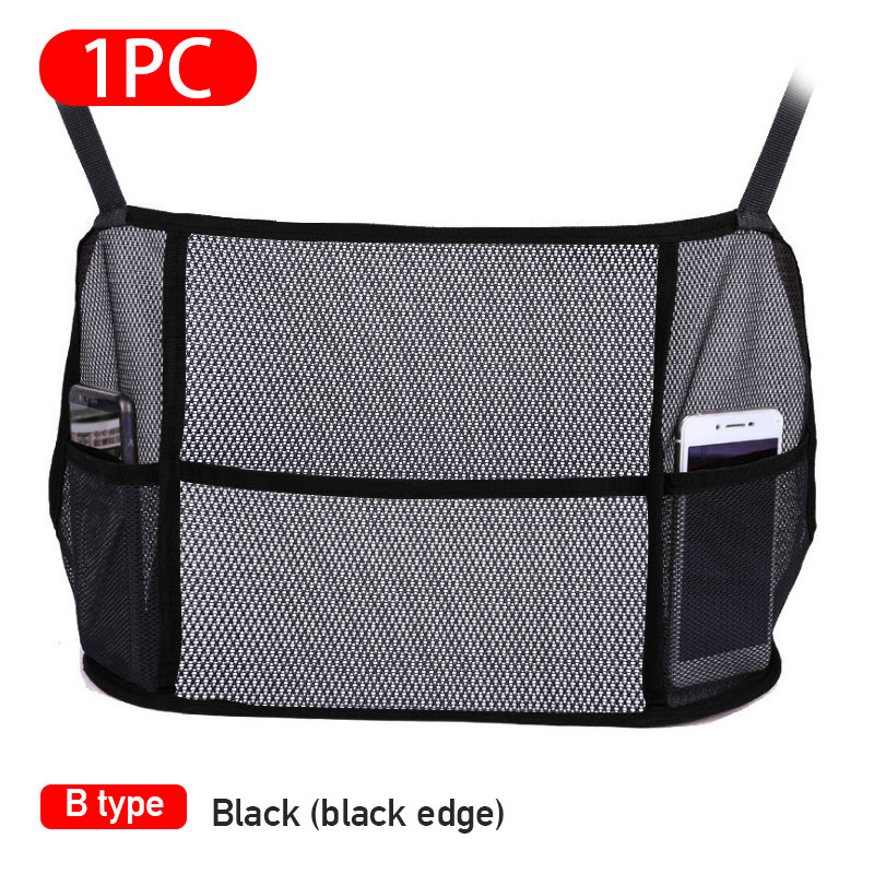 Car Net Pocket Seat Back Mesh Organizer Handbag Holder Net Bag Barrier of Backseat Pet Kid Auto Storage Pouch for Phone Document: Type B Black