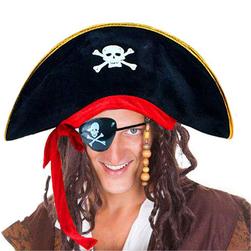 4Pcs Pirate Hat Classic Skeleton Printing Pirate Captain Costume Cap For Halloween Masquerade Party Hat Prop Party Dress Up #30