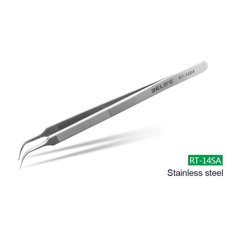 Relife-Pinzas RT-14A para reparación de teléfonos móviles, pinzas antiestáticas antideslizantes de alta dureza, punta fina de precisión, reparación de chips, RT-14SA: RT-14A