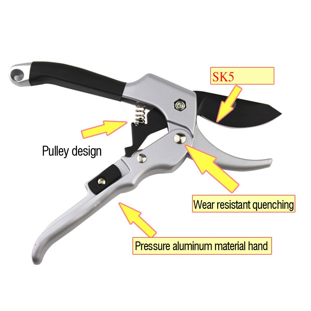 Pruning Scissors Bypass Sharpener Clippers for Garden Tool Snip Plant Trim Garden Scissors Pruner Pulley Branch Orchard