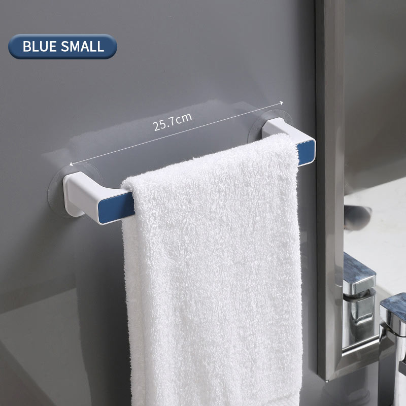 Colgador de toalla montado en la pared, organizador de baño, estante de barra de toalla, gancho de baño, toallitas de cocina, soporte de toalla adhesiva: Blue Small